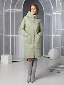 25105 Плащ утепл. оливковый - Dizzyway фото 2