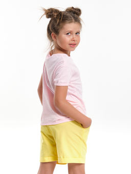 Комплект для девочки с шортами UD 6483/7936 розовый/желтый - Mini maxi фото 2