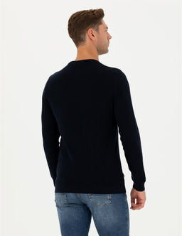 Koyu Lacivert Slim Fit Fermuarl_ Dik Yaka Triko Kazak - Pierre cardin фото 6