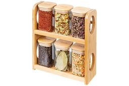 Набор 6 банок д/хранения 250 мл 22*8*27 см Crystal glass + бамб.крышка с сил.прокл.+бамб.подст - Elan gallery фото 13