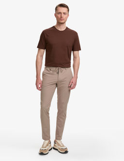 Koyu Bej Ex. Slim Fit Beli Kordonlu Klasik Jogger Pantolon