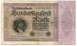 Банкнота 100000 марок 1923 года Германия