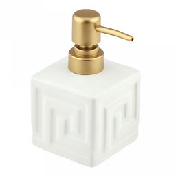 Дозатор для жидкого мыла из полимерного композита "Греция" 350мл, 7,5х7,5х13,5см, фурнитура пластик "под золото", глянцевая глазурь, белый, в коробке (Китай)