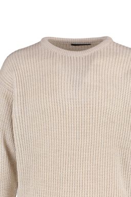 Bej Oversize Fit Couple/Cift Genis Kal?p Bisiklet Yaka Basic Triko Kazak TMNAW23KZ00189