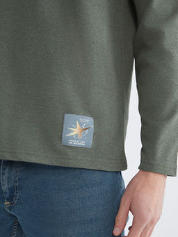 Bisiklet Yaka Uzun Kollu Bask?l? Erkek Ti??rt