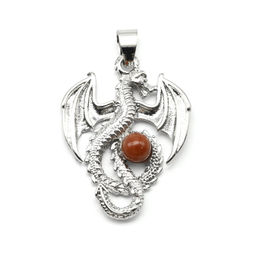 Подвеска Дракон с сердоликом 24*31мм