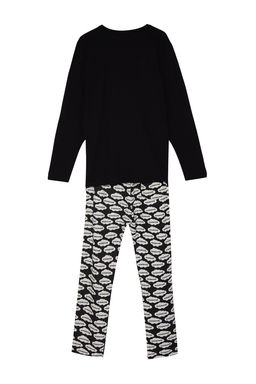 TRENDYOL MAN Siyah Unisex Regular Fit Orme %100 Pamuk Pijama Tak?m? TMNAW24PT00006 - Trendyolmilla фото 8