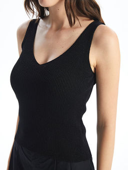 Kad?n V Yaka D?z Triko Kazak - Waikiki фото 3