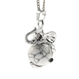 Подвеска Слон с кахолонгом имитация 19*33мм цвет белый