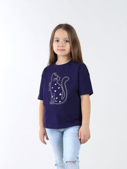 CRB wear / CSKG 64015-41-432 Футболка для девочки,темно-синий/Ex.Cherubino
