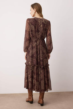 Cok Renkli Sal Desen Maxi Dokuma Elbise TWOAW26EL00348 - Trendyolmilla фото 4