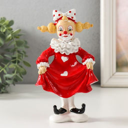 Сувенир полистоун "Клоунесса" бело-красный 9х6х16,5 см