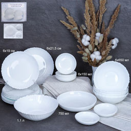 Столовый набор 26 предметов Классика с розетками / 19/758578/XN (WHITE) /уп 2/