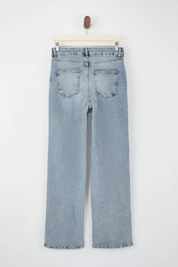 Mavi Yuksek Bel Straight Az Esnek Duz Kesim Jeans TWOSS26JE00100 - Trendyolmilla фото 2