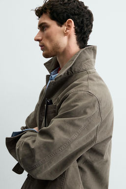 SOBRECAMISA RELAXED FIT CANVAS LAVADO / Marr?n / Topo - Zara фото 6