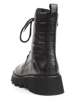 01-C1110-1 BLACK Ботинки демисезонные женские (натуральная кожа, байка)