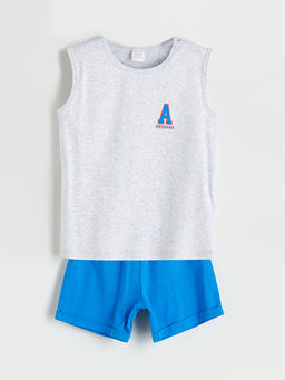Bask?l? Erkek Bebek Atlet ve ?ort 2li