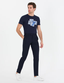 Темно-синяя футболка узкого кроя с круглым вырезом - Cacharel фото 4