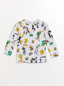 Bisiklet Yaka Uzun Kollu Bugs Bunny Bask?l? Erkek Bebek Ti??rt