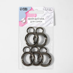 Кольцо-карабин, 37 мм, d=42/30 мм, толщина-4 мм, с креплением 20×5 мм, 5 шт., цвет чёрный никель