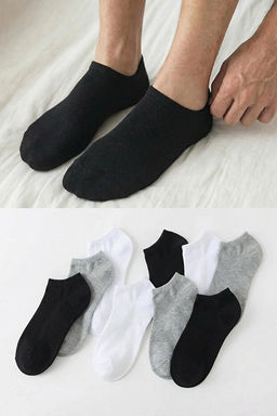 _ok Renkli 10lu Paket Pamuklu Basic D_z Renk Sneaker-K_sa-Bilek Alt_ _orap TMNSS24CO00003
