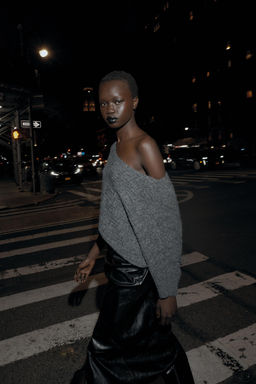 ASYMMETRIC TEXTURED KNIT JUMPER