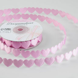 Цена за 2 шт. Лента фигурная Сердечки, 16 мм, 9 0,5 м, цвет розовый
