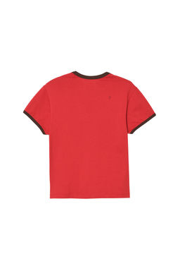 CAMISETA SLIM FIT RIB CONTRASTE / Rojo