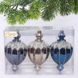 Набор украшений SHINE "Highlights" 12х7 см (3 шт.), night blue/champagne silver/grey