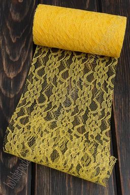 Фатин с узором "Цветы" 15 см*10 ярд (SF-2940) желтый №8