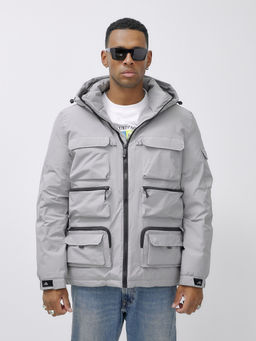 Куртка спортивная мужская зимняя с капюшоном светло-серого цвета 3222SS - Wonderrman фото 8