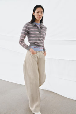 POLO EXTRAFINO CON LANA RAYAS / Gris - Zara фото 4