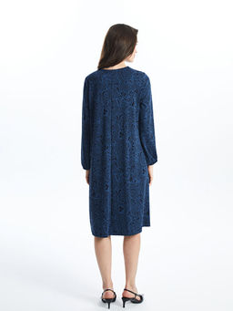 Bisiklet Yaka Desenli A Kesim Elbise