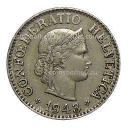 Монета 10 раппенов 1943 года Швейцария