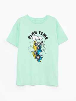 Rahat Kal?p Bisiklet Yaka Bask?l? Erkek ?ocuk Ti??rt