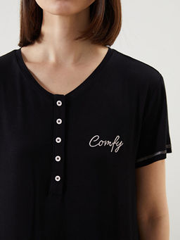 Bisiklet Yaka Nak??l? Kad?n Gecelik