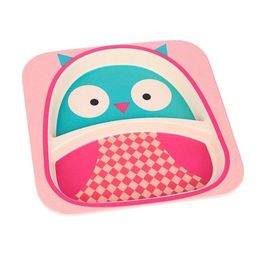 Набор детской посуды из бамбука Совушка, 5 предметов: тарелка, миска, стакан, столовые приборы - Крошка я фото 4