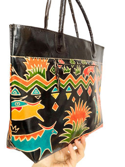 Сумка натуральная кожа ручной принт № 1167/20 - Ганг фото 2