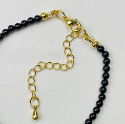 Браслет из черного Агата и Хризоколлы с подвеской "Звезда" 18 см +