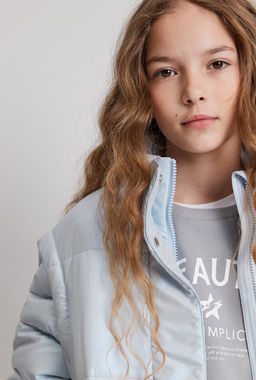 ACOOLA / Утеплённая куртка со съёмными рукавами для девочек в серо-голубом цвете фото 7