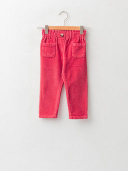 Paperbag Fit Beli Lastikli Basic Kadife K?z Bebek Pantolon