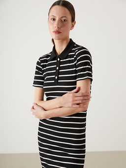 G?mlek Yaka ?izgili Elbise