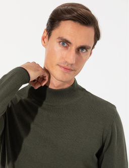 Базовый трикотажный свитер приталенного кроя цвета хаки-полурыбака Fisherman - Cacharel фото 4