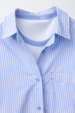 STRIPED SHIRT WITH CONTRAST RIB NECK T-SHIRT PACK - Zara фото 11