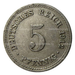 Монета 5 пфеннигов 1912 года A Германия