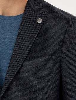 Lacivert Slim Fit Y_n Kar___ml_ Ceket