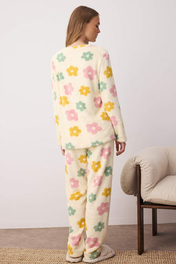 Trendyolmilla Pembe-Cok Renkli Cicekli Wellsoft K?sl?k Orme Pijama Tak?m? THMAW24PT00191  фото 12