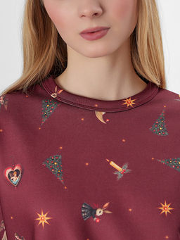 Теплый свитшот женский Mark Formelle x Ольга Бузова бордовый фото 4