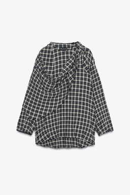 CHECK SHIRT WITH MULTIPOSITIONAL SCARF ZW COLLECTION - Zara фото 7