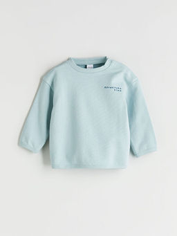 S?rt Bask?l? Erkek Bebek Sweatshirt ve E?ofman Alt